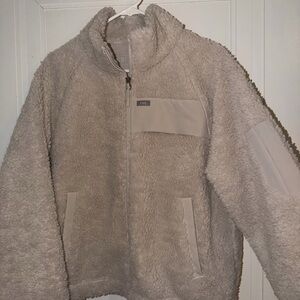 Figs Beige Sherpa Fleece Jacket